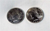 Lot of 2 1922 Peace Silver Dollars