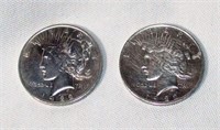 Lot of 2 1922 Peace Silver Dollars
