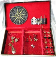 Box of Vintage Cuff Links and Tie Clips