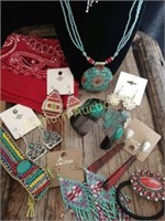 *Turquoise, Red & Beaded Jewelry Basket