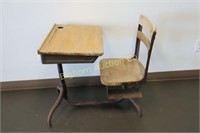 *Vintage School Desk w/ Attached Swivel Chair