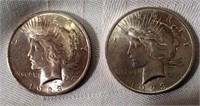 Lot of 2 1923 Peace Silver Dollars #2