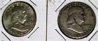 Lot of 2 Franklin Silver Half Dollars #1