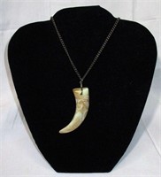 Carved Polished Faux Fang Necklace