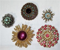 Lot of 5 Brooches Vintage Costume