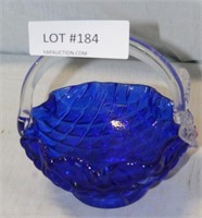 COLBALT BLUE GLASS DECORATIVE BASKET