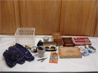 Cigar Boxes, EYr Glasses, Velvet, Glue