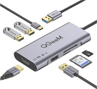 New- QGeeM 7 in 1 USB 3.0 Data Hub in Aluminum