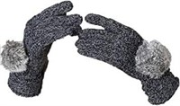 NEW - Warm Knitted Gloves with Fur Ball for