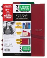 New 3 - Five Star 2-Pocket Dividers for Notebook &