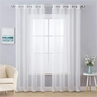 NEW - MIULEE 2 Panels Solid Color White Sheer