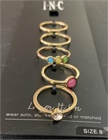 NWT INC 5 GOLDTONE STACKABLE RINGS $29