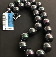 NWT BLACK FAUX PEARL BEAD NECKLACE $34