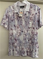 NWT ALFANI WHITE PRINT POLO LARGE  $55