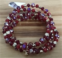 NWT STYLE CO RED SILVER BEAD BRACELET $24