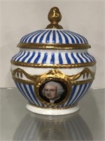 Porcelain Covered Jar w/ Geo and Martha Washington