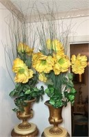 Metal Urns & Faux Yellow Flower