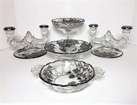 Glass Serving Dishes with Silver Paint