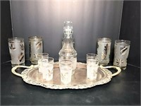 Mid Century Glasses in Silver & Gold Leaf