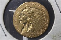 1915 $2.5 Dollar Gold Indian Coin