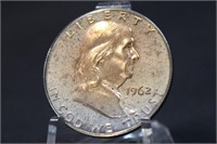 1962 Toned Proof Franklin Silver Half Dollar