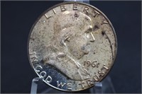 1961 Proof Toned Franklin Silver Half Excellent