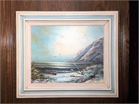 Engel Signed Seascape on Canvas