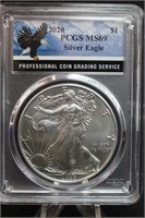 2020 1oz .999 U.S. Silver Eagle MS69 PCGS