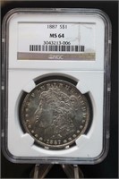 1887-P MS64 NGC Morgan Silver Dollar