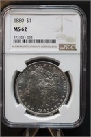 1880 Morgan Silver Dollar MS62 NGC