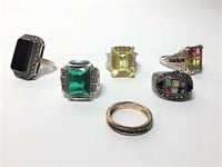 Ladies' Sterling Rings with Inset Stones