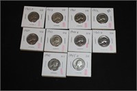 Lot of 10 Silver Washington Quarters Mixed Dates