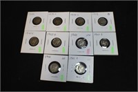 Lot of 10 Mixed Date Mercury Silver Dimes
