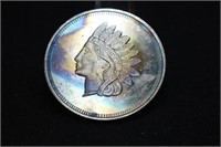 Vintage 1oz .999 Pure Silver Indian Coin Toned