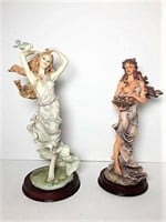 Two Painted Resin Women Figurines
