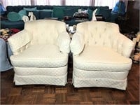 Two Round Back Easy Chairs