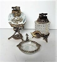 Two Vintage Glass & Metal Lighters