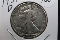 1939-D Walking Liberty Silver Half Dollar