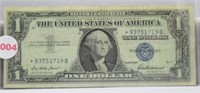 1957 Blue seal 1 dollar silver certificate.