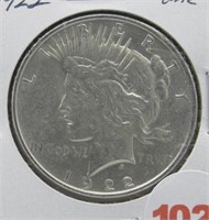 1922 UNC peace silver dollar.