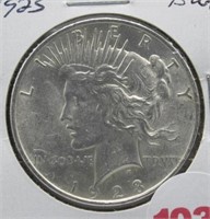 1923 BU peace silver dollar.
