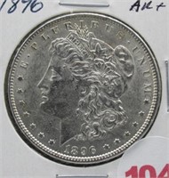 1896 AU Morgan silver dollar.