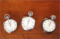 Three vintage stop watches