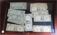 Collection of Canada and US currency including
