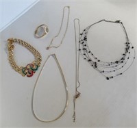 Collection of costume jewelry necklaces with