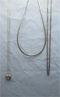 (3) Sterling silver necklaces. (1) needs