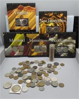 Coin collection including state quarters, steel,
