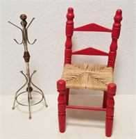 Doll Furniture Chair & Coat Rack Approx 12" Tall