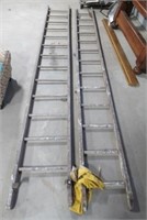 Vintage wood extension ladder. Each section