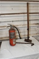 Sledge, Pry Bar And Fire Extinguisher